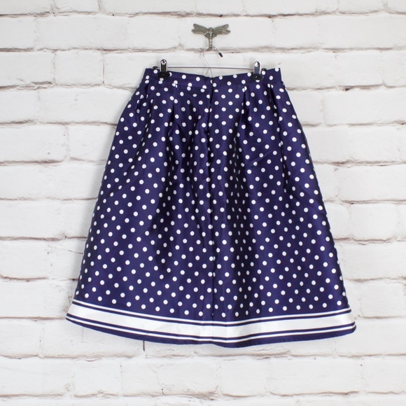 Blue White Polka Dot Skirt Size ~L - Picture 6 of 8